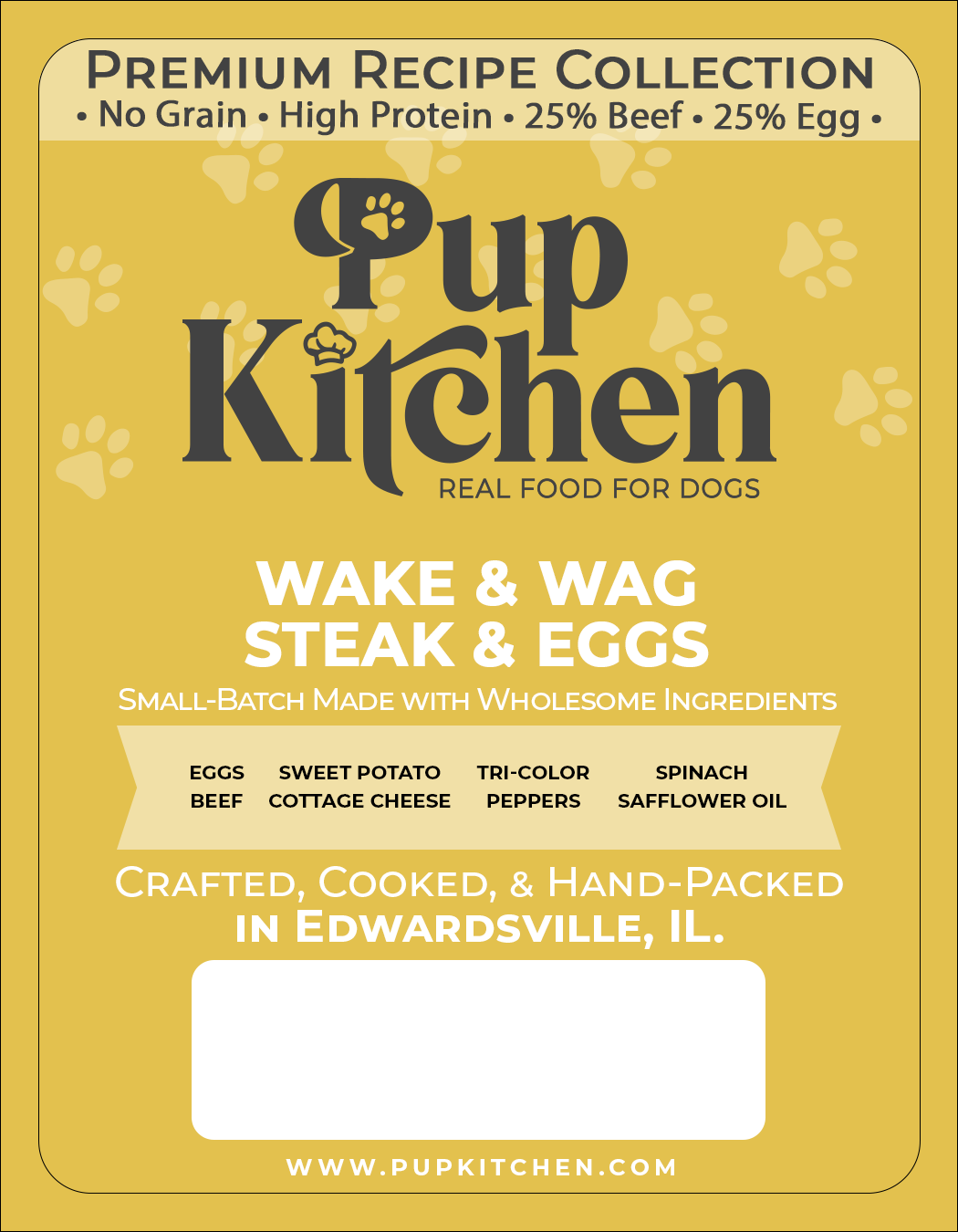 Premium Recipe | Wake & Wag Steak & Eggs Meal | Premium Dog Food | Pup Kitchen