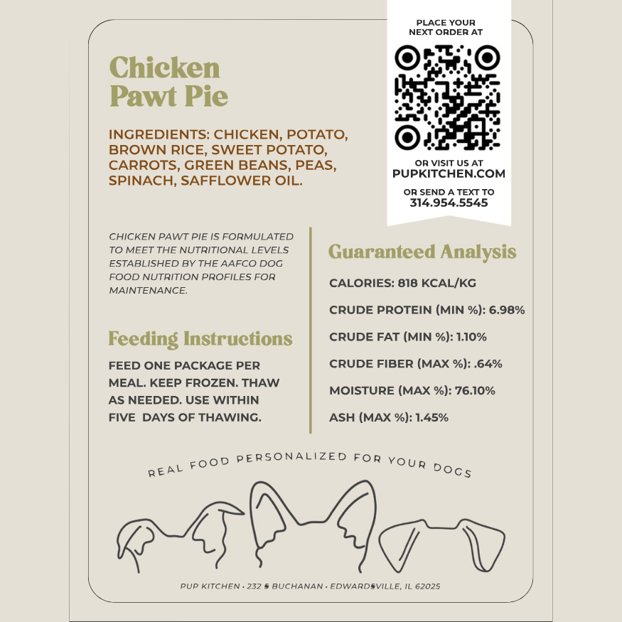 Chicken Pawt Pie Meal | Premium Dog Food | Pup Kitchen